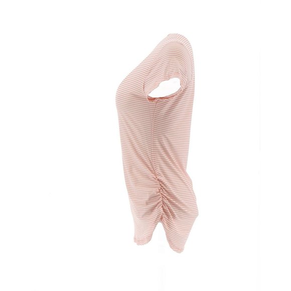 NWT BALANCE X ISAAC MIZRAHI STRIPED RUCHED PERFECT TEE SPACE DYE STRIPE XS - Picture 2 of 8